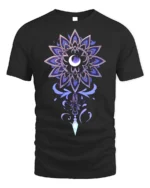 Mystic Moon Mandala Crystal T-Shirt - black t-shirt on white background