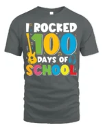 I Rocked 100 Days of School T-Shirt - gray t-shirt on white background