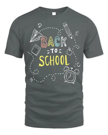 Back To School Doodle T-Shirt - gray t-shirt on white background