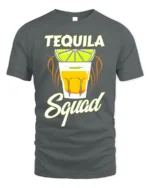 Tequila Squad Drinking Party T-Shirt for Summer Fun - gray t-shirt on white background