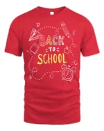 Back To School Doodle T-Shirt - red t-shirt on white background