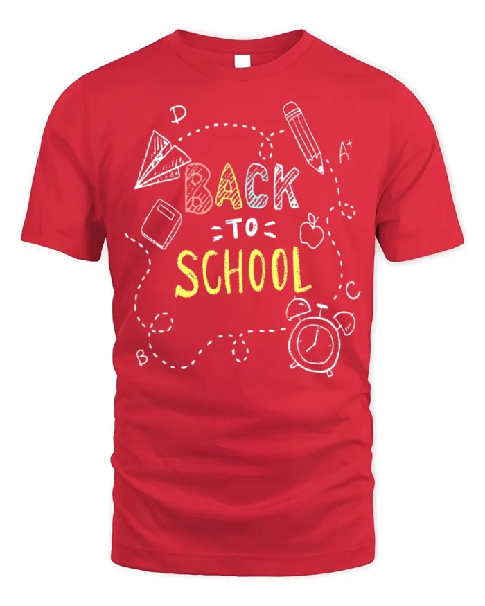 Back To School Doodle T-Shirt - red t-shirt on white background