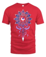Mystic Moon Mandala Crystal T-Shirt - red t-shirt on white background