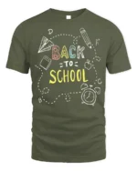 Back To School Doodle T-Shirt - military green t-shirt on white background