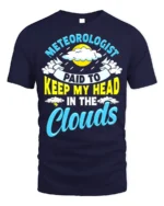 Meteorologist T-Shirt Head In The Clouds Tee - navy t-shirt on white background
