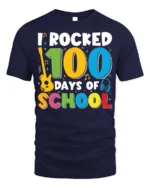 I Rocked 100 Days of School T-Shirt - navy t-shirt on white background