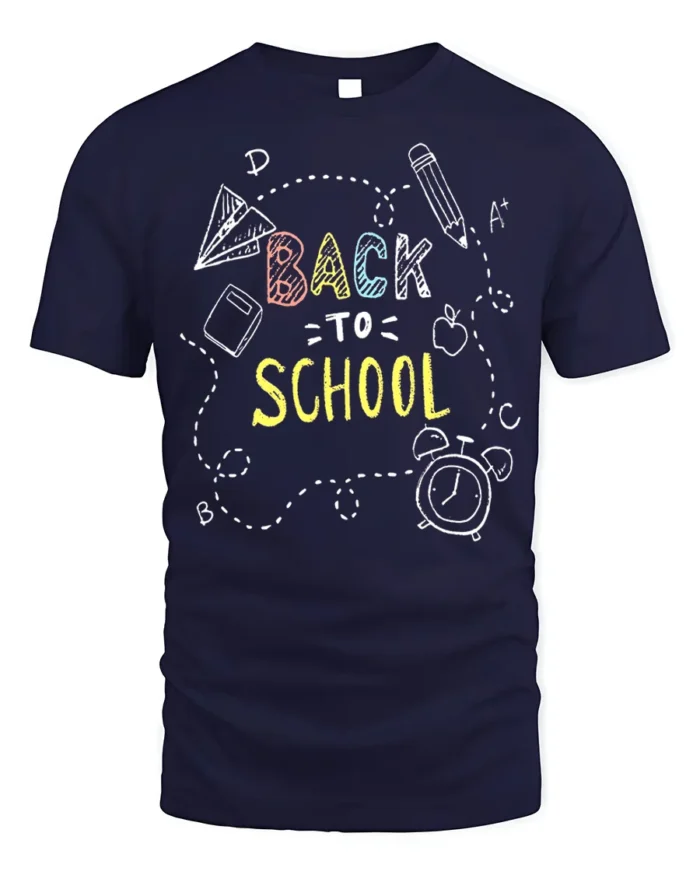 Back To School Doodle T-Shirt - navy t-shirt on white background