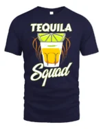 Tequila Squad Drinking Party T-Shirt for Summer Fun - navy t-shirt on white background