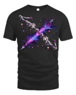 Galaxy Magic Bow T-Shirt with Fantasy Weapon Art - black t-shirt on white background