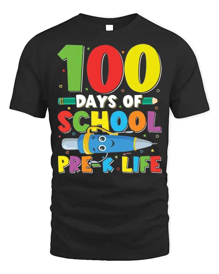 100 Days of School Pre-K Life T-Shirt - black t-shirt on white background