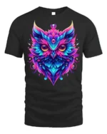 Colorful Owl Spirit Graphic T-Shirt - black t-shirt on white background
