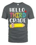 Hello Third Grade T-Shirt Cute Back to School Tee - gray t-shirt on white background