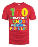 100 Days of School Pre-K Life T-Shirt - red t-shirt on white background