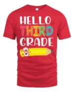 Hello Third Grade T-Shirt Cute Back to School Tee - red t-shirt on white background