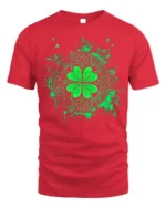 Celtic Shamrock Irish Lucky Clover T-Shirt - red t-shirt on white background