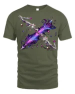 Galaxy Magic Bow T-Shirt with Fantasy Weapon Art - military green t-shirt on white background