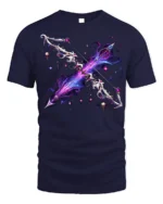 Galaxy Magic Bow T-Shirt with Fantasy Weapon Art - navy t-shirt on white background