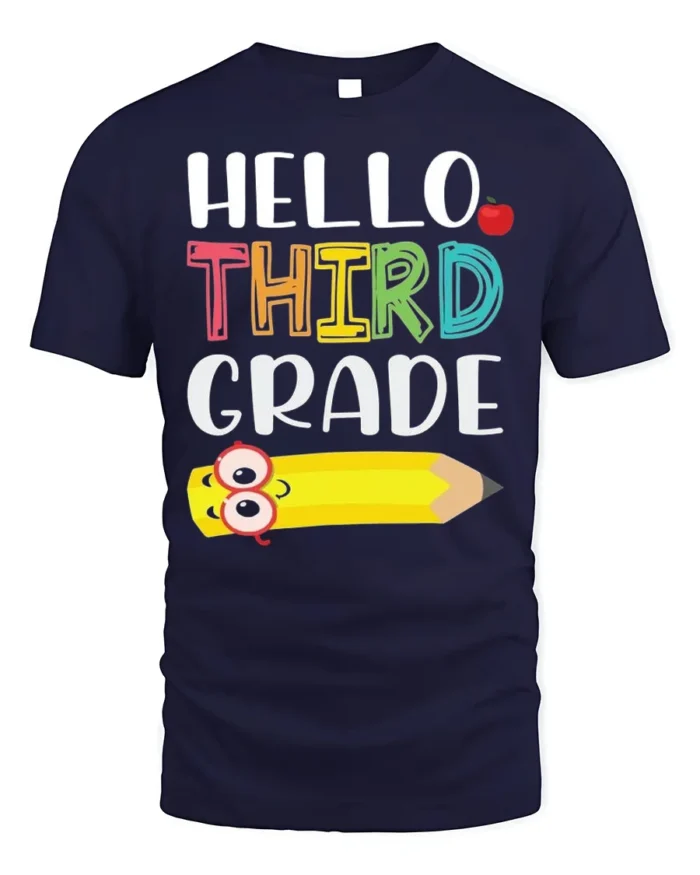 Hello Third Grade T-Shirt Cute Back to School Tee - navy t-shirt on white background