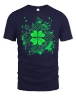 Celtic Shamrock Irish Lucky Clover T-Shirt - navy t-shirt on white background