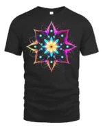 Psychedelic Mandala Art Printed T-shirt - black t-shirt on white background