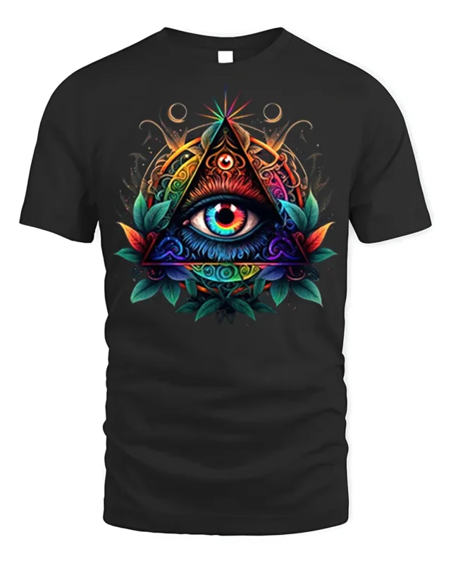 All Seeing Eye Illuminati Symbol T-shirt - black t-shirt on white background