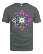Psychedelic Mandala Art Printed T-shirt - gray t-shirt on white background