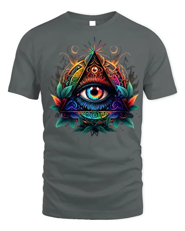All Seeing Eye Illuminati Symbol T-shirt - gray t-shirt on white background