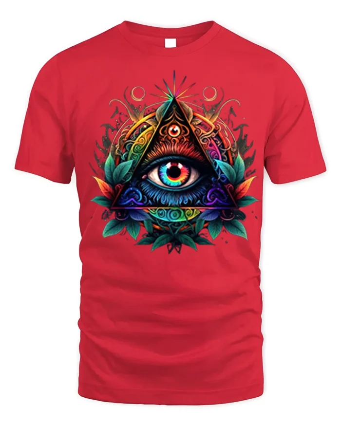 All Seeing Eye Illuminati Symbol T-shirt - red t-shirt on white background