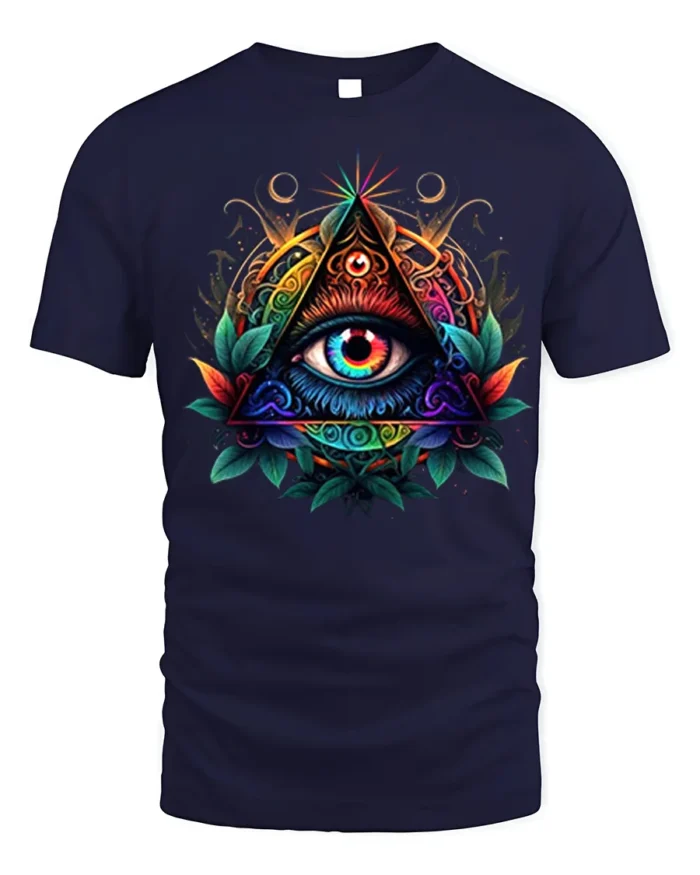 All Seeing Eye Illuminati Symbol T-shirt - navy t-shirt on white background