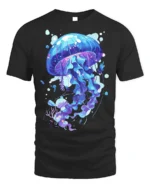 Mystic Jellyfish T-Shirt - Ocean Art Style - black t-shirt on white background