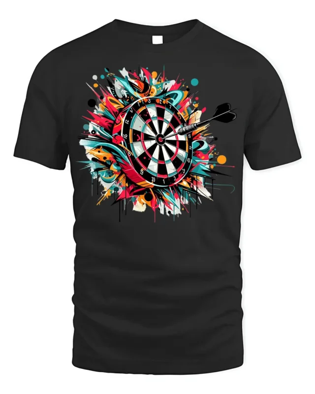 Graffiti Dartboard T-Shirt - Target Hit Style - black t-shirt on white background