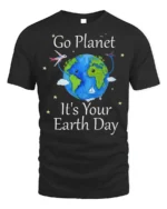 Cute Earth Day Globe Celebration T-Shirt - black t-shirt on white background