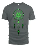 Lucky Dreamcatcher Shamrock Feather T-Shirt - gray t-shirt on white background