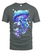 Mystic Jellyfish T-Shirt - Ocean Art Style - gray t-shirt on white background