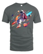 Colorful Astronaut T-Shirt - Space Art Design - gray t-shirt on white background
