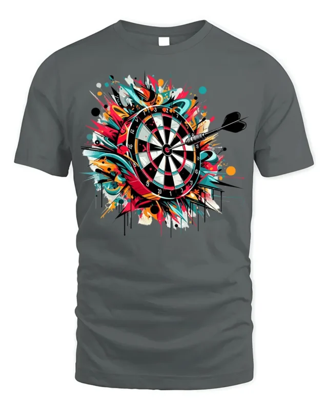 Graffiti Dartboard T-Shirt - Target Hit Style - gray t-shirt on white background