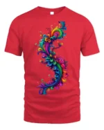 Psychedelic Swirl T-Shirt - Rainbow Art Print - red t-shirt on white background