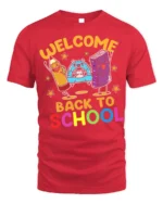 Welcome Back to School T-Shirt - Cute Cartoon Style - red t-shirt on white background