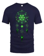 Lucky Dreamcatcher Shamrock Feather T-Shirt - navy t-shirt on white background