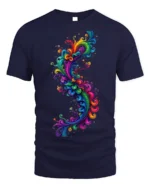 Psychedelic Swirl T-Shirt - Rainbow Art Print - navy t-shirt on white background