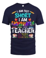 Funny Kindergarten Teacher Size T-Shirt - navy t-shirt on white background