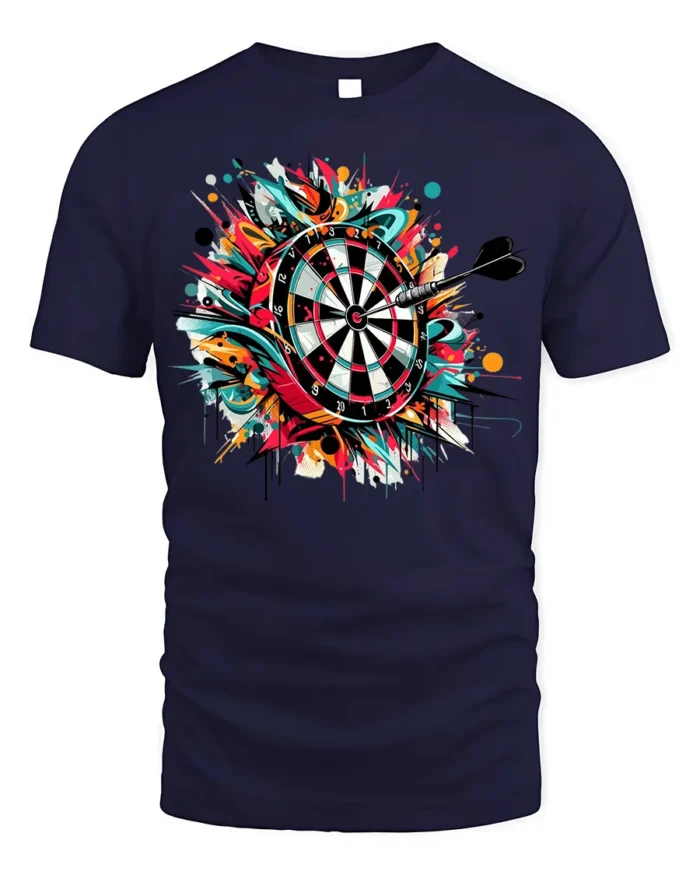 Graffiti Dartboard T-Shirt - Target Hit Style - navy t-shirt on white background
