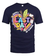 Happy Last Day of School T-Shirt - navy t-shirt on white background