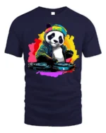 DJ Panda Party Mix Graphic T-Shirt for Fun - navy t-shirt on white background