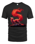 Blazing Fire Fox Spirit Graphic T-Shirt - black t-shirt on white background
