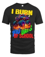 Monster Truck 100 Days of School T-Shirt - black t-shirt on white background
