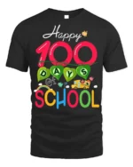 Happy 100 Days of School Celebration T-shirt - black t-shirt on white background