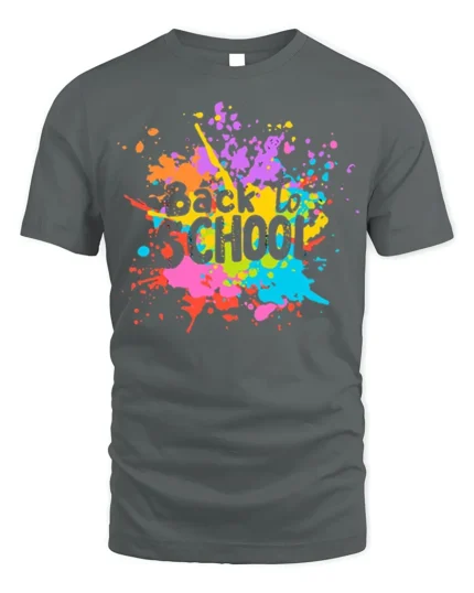 Color Splash Back to School T-shirt - gray t-shirt on white background