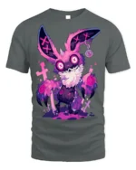 Psychedelic Bunny Horror Vibes T-Shirt - gray t-shirt on white background