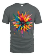 Color Splash Abstract Flower Art T-Shirt - gray t-shirt on white background